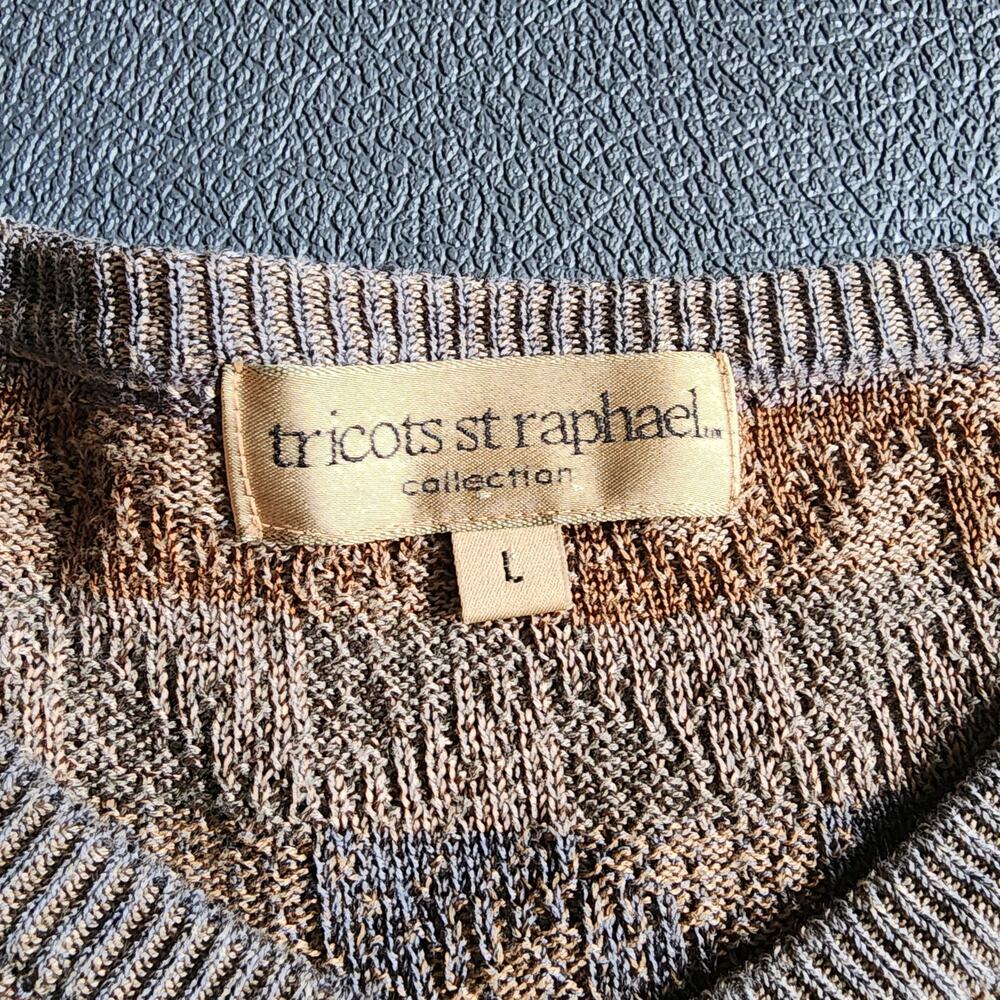 Vintage 90's Tricots St. Raphael Acrylic Knit Grandpa Sweater Large - Picture 3 of 6